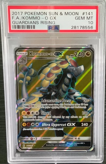 2017 Pokemon S&M Guardians Rising - Nr. 141 Kommo-o GX - bewertet PSA10 Edelstein neuwertig