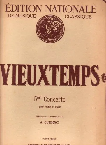Concerto n° 5 en La mineur Op37 pour violon et piano - VIEUXTEMPS