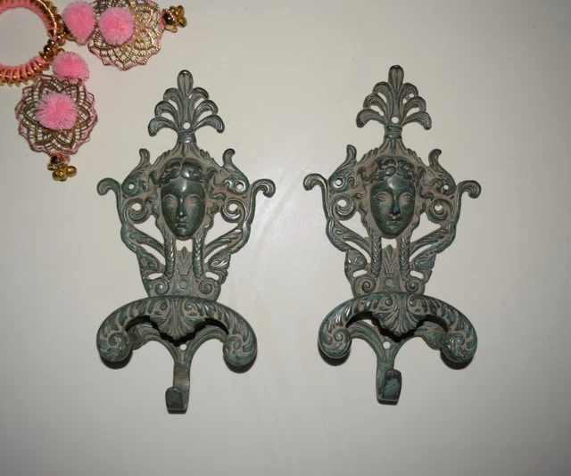 Brass Girl Face Hook Set Ornate Design Angel Changing Room Clothes Hanger HK462