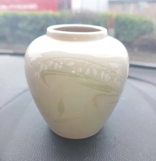 Vintage Poole Pottery Round Bulb Bud Glazed Globe Vase Cream Buttermilk Vgc