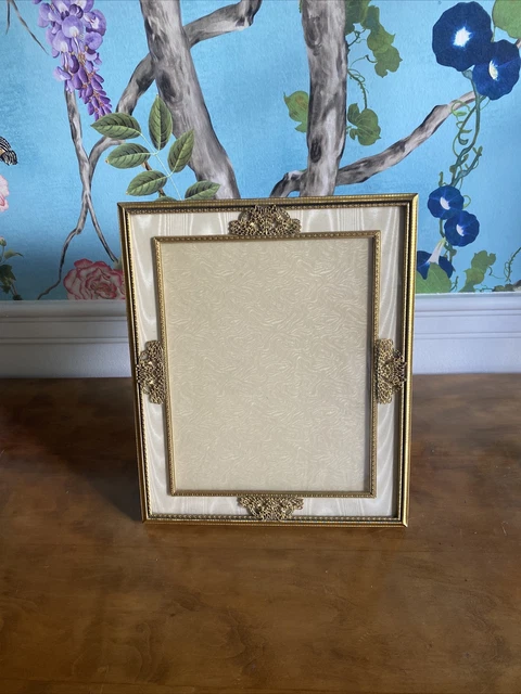 Antique French Louis XVI Style Gilt Ormolu Photo Frame wSilk Moire Mat 10 X 12