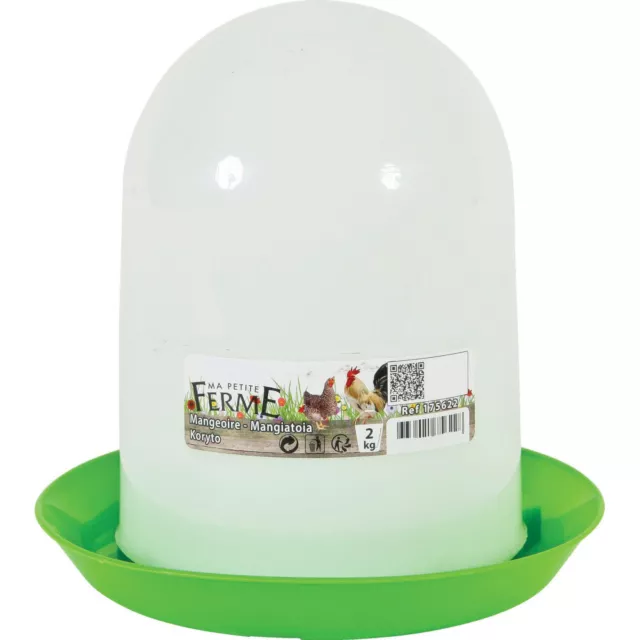 Mangeoire silo en plastique, capacité 2 kg, basse cour