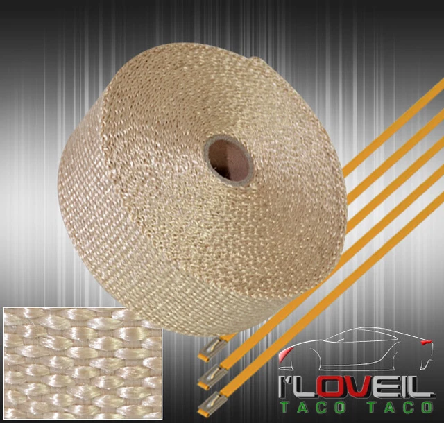 360"/30Ft High Temp Pipe Turbo Heat Wrap Manifold Header Titanium