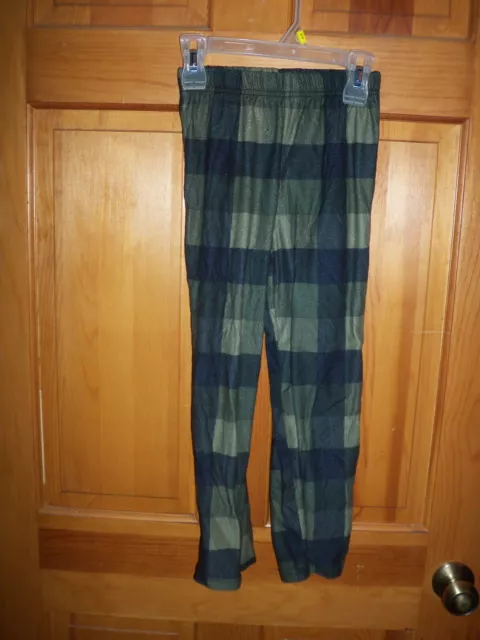 Boy's Faded Glory Green & Black Plaid Fleece Pajama Pant Size 8