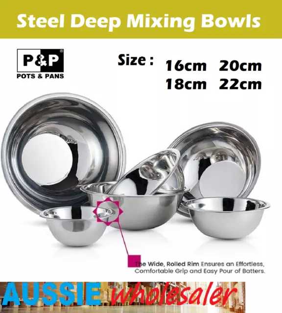 Au Stainless Steel Deep Mixing Bowl kitchen Outdoor Dining Picnic Camping Bowls