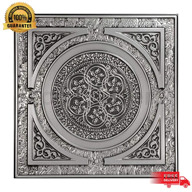 25-Pack Steampunk Antique Silver PVC Ceiling Tile  2 ft. x 2 ft NEW