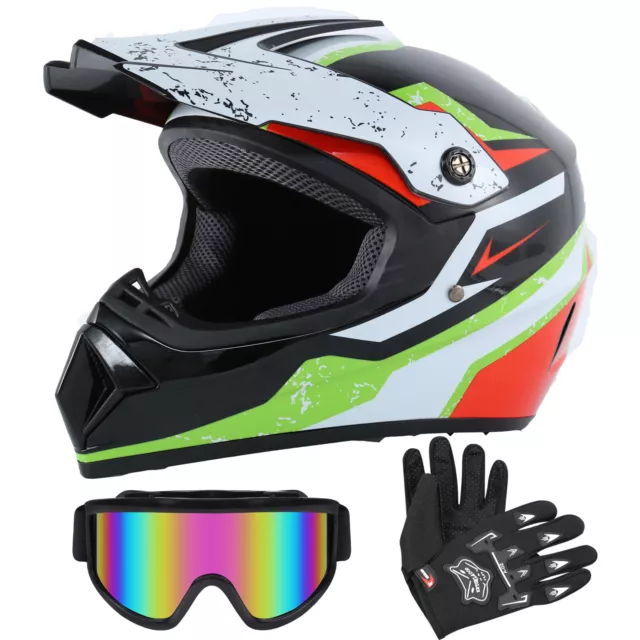 Adulte Enfants Casque Moto Cross Enduro Casque Lunettes + Gants 2