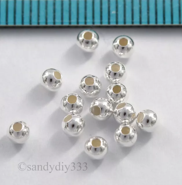 50x BRIGHT STERLING SILVER ROUND SEAMLESS SPACER BEAD 3mm N678 2