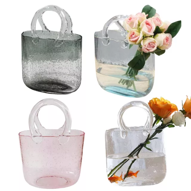 1* Handbag Shape Clear Vase,Glass Vases Fish Bowl Handmade Flower Vase