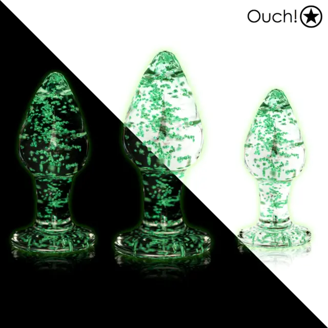 Ouch! - Glow in the Dark Plug Anale Trasparente Verde Fluorescente