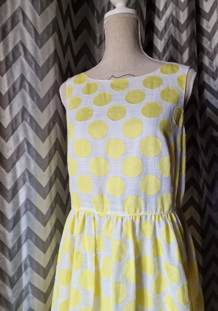 Robe à Pois Jaune Loft - Taille M (10), Décolleté Collier, Coton, Neuve Sans étiquettes