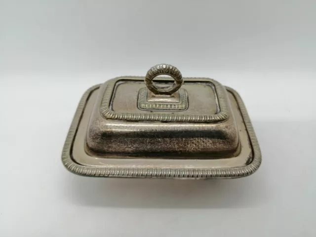 Antique Victorian style Butter Dish Tray silver plated on copper U.Kingdom made