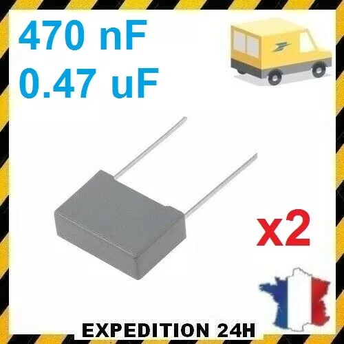 Lot de 2 Condensateurs MKP X2 0.47uF 0.47µF 470nF 474K 275V 310V 15mm