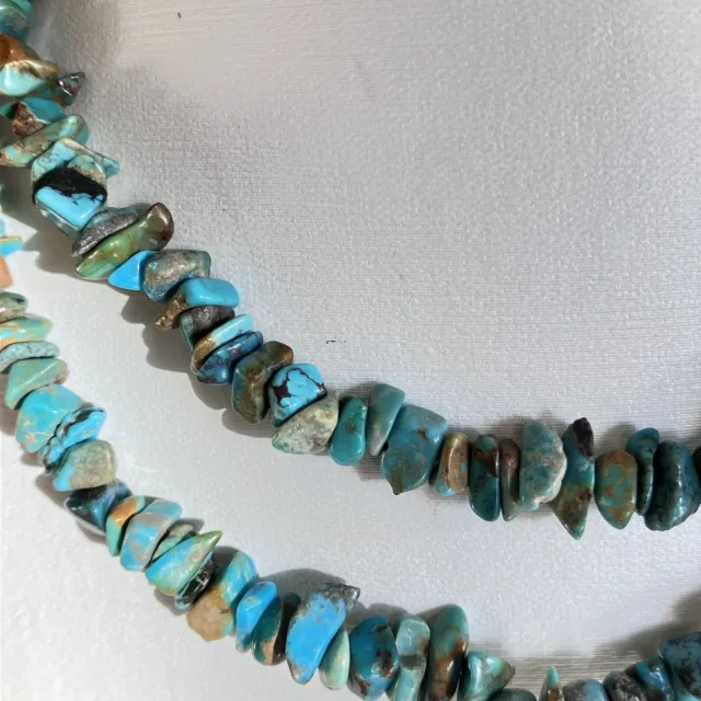 Vintage Navajo Native American Turquoise Nugget Necklace Sterling Silver Cones