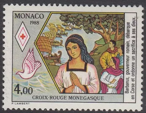 Monaco #YT1649 MNH 1988 St Devote Barbarus Corsica Ship Tree Dove [1643]