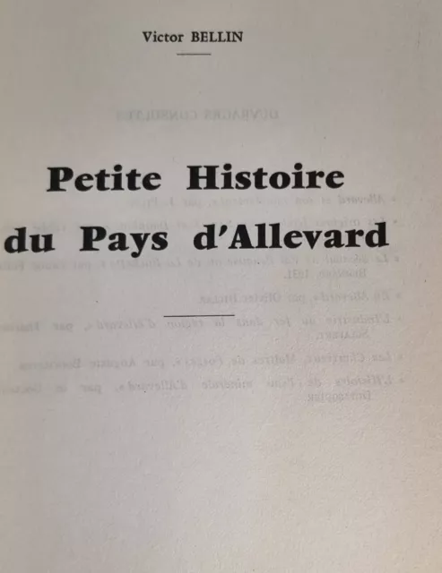 2 livres sur l'Histoire du  pays d'ALLEVARD les bains VIAL BELLIN 2