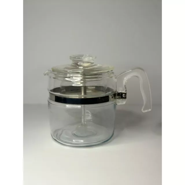 Vintage PYREX Flameware 7754-B Glass Percolator Coffee Pot 4-6 Cup Stainless