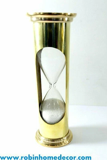 Antike nautische Vintage-Sanduhr aus Messing mit weißem Sand,...
