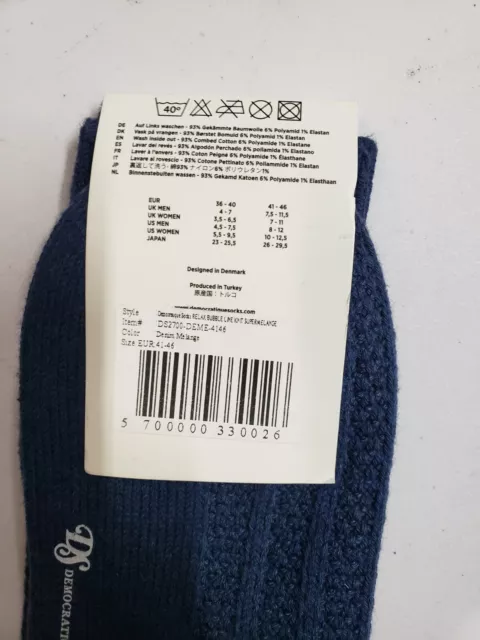 Democratique Socks Unisex 8-12 Blue Knit Combed Cotton Blend Relax Bubble Socks 3