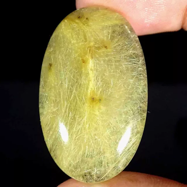 52.80Cts Naturel Doré Rutile Quartz Ovale Cabochon Desseré Pierre Précieuse