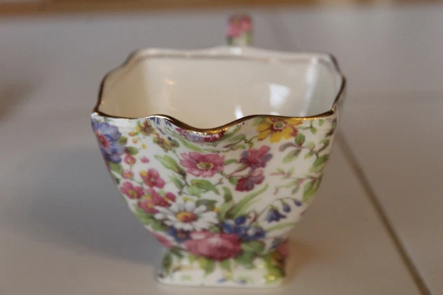 Vtg Royal Winton Grimwades England Summertime Chintz Square Open Sugar & Creamer 3
