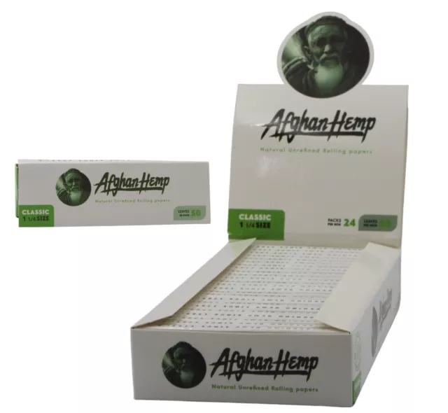 Box of 24 Afghan Hemp Unrefined 1 1/4 Size Papers Classic Smoking