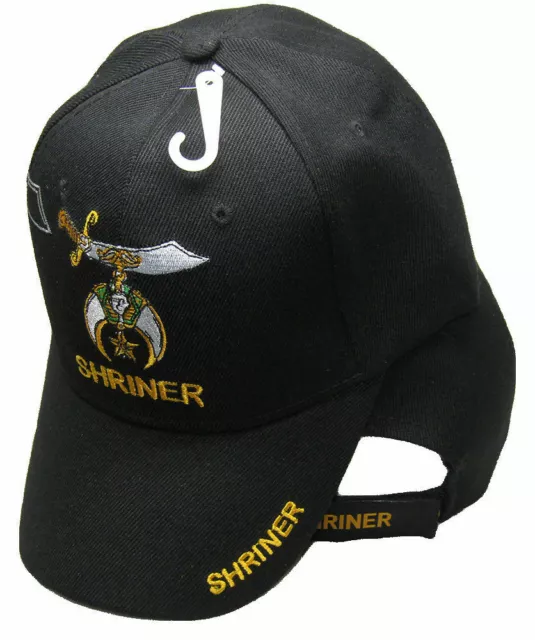 Shriner Emblem Black With Shadow Shriners Masonic Embroidered Cap Hat 2