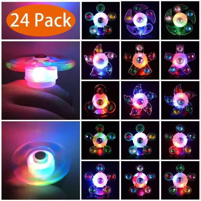 24 Pack LED Light Up Spinner Bracelets Fidget Toy For Kids Party Favors Gifts AU 2