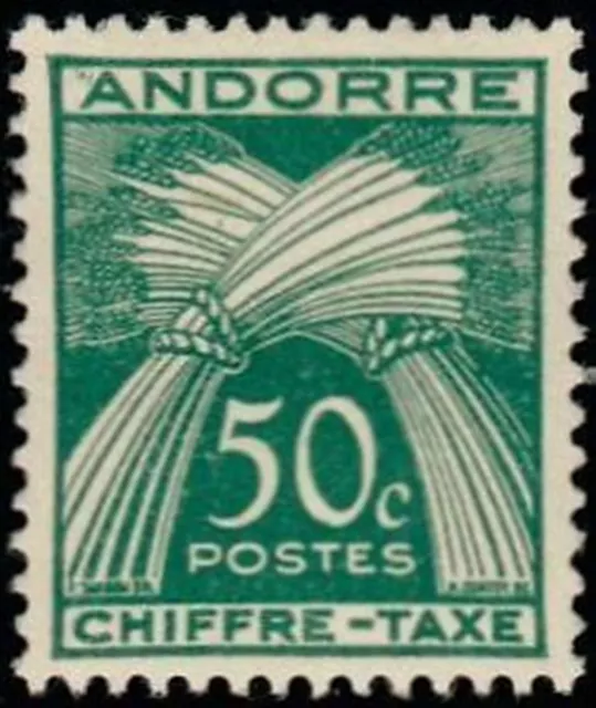 ANDORRE FRANCAIS STAMP TIMBRE TAXE N° 23 " CHIFFRE-TAXE 50c. " NEUF xx TTB