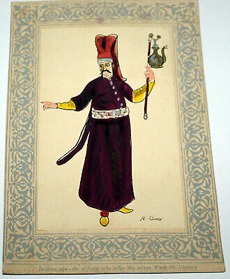 Official who helps the sultan Ottoman Empire Turkish Empire Folk Art CA2