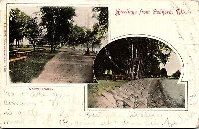 Greetings from Oshkosh North Park Wisconsin WI POSTCARD