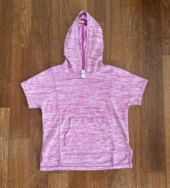 Athleta hoodie Girls 7 Heathered Pink Kickin' It Poncho Yoga pullover tunic