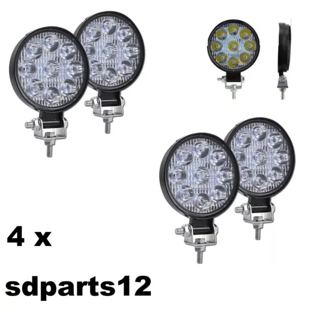 4x 27W Led Feux de Travail Rond 12V - 24V Bateau Camion SUV Tracteur Hors Route