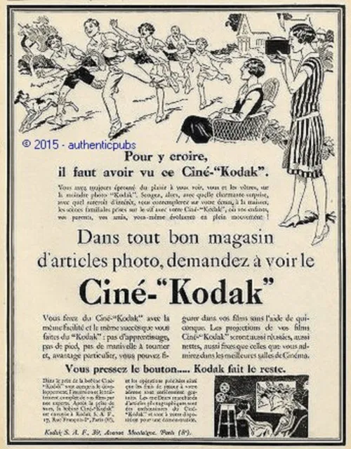 Publicite Cine Kodak Camera Appareil Photo Enfant Jeu Ballon De 1927 French Ad