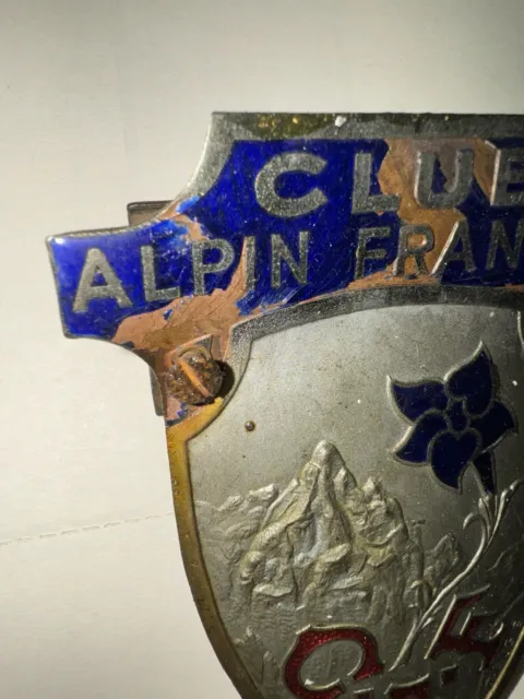 Ancien Insigne Club Alpin Français CAF Plaque Emaillé Ecusson Edelweiss Augis 2