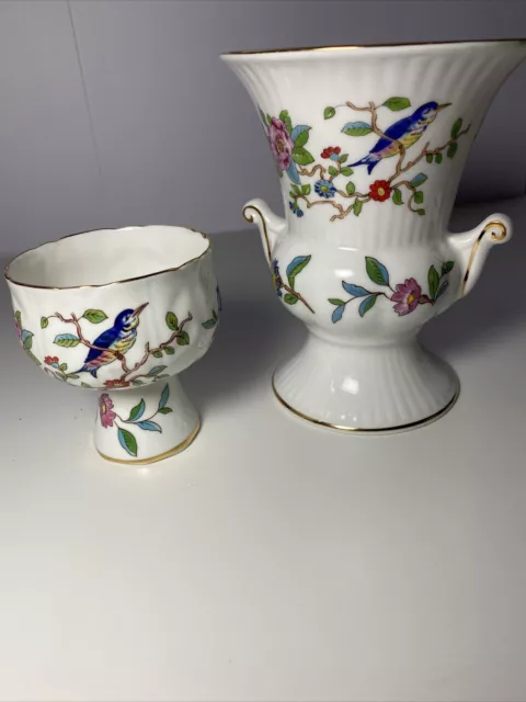 Aynsley Bone China ""Pembroke"" urnenförmige Vase 12 cm & kleine Knospe/Posy Vase 8 cm