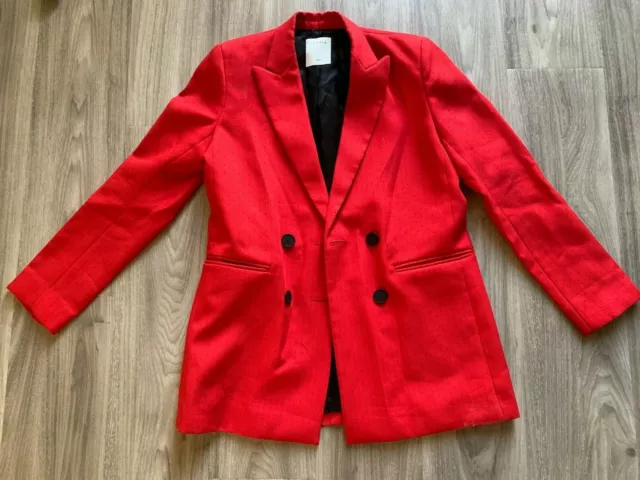 Sandro Paris Women's Blazer Jacket Red Strawberry Size 36 Suit Top Overcoat