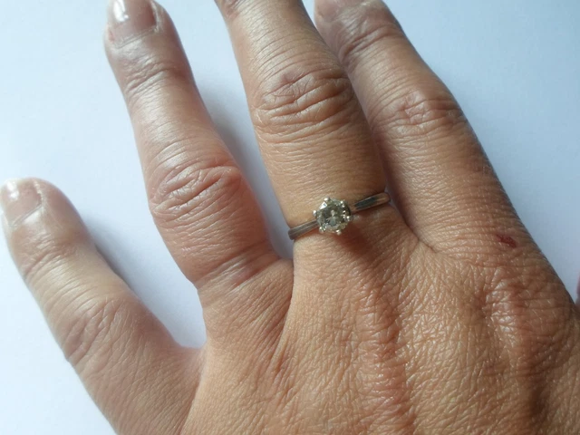 Bague Solitaire sur Trèfle à 4 feuilles, Argent massif rhodié, Oxyde de