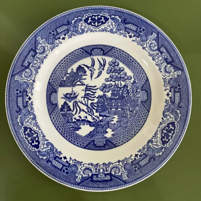Vintage Royal China Willow Ware Blue Dinner Plate Transferware 10” Blue & White