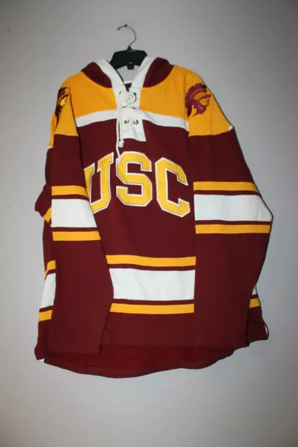 New NCAA USC Trojans old time jersey style mid weight cotton hoodie men's L