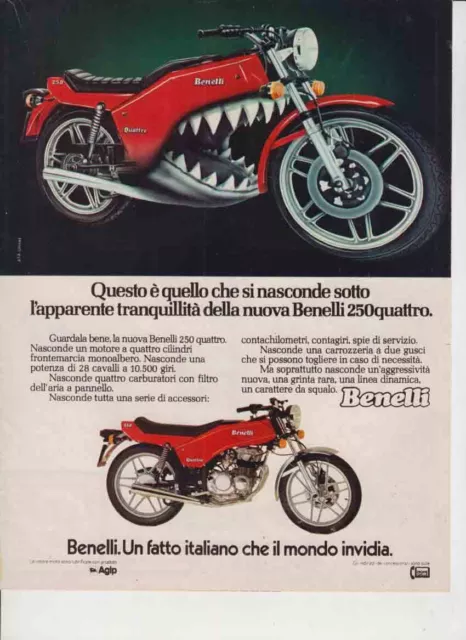 advertising Pubblicità-MOTO BENELLI 250 QUATTRO '77-MAXIMOTO MOTOITALIANE  EPOCA