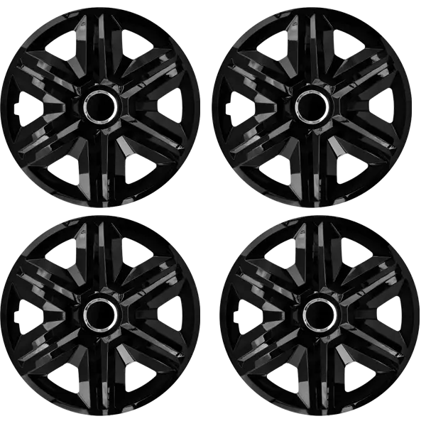 16" Wheel Covers Hub Caps 16 Inch Wheel Trims Trim Set Of 4 Plastic [BLACK FAST]