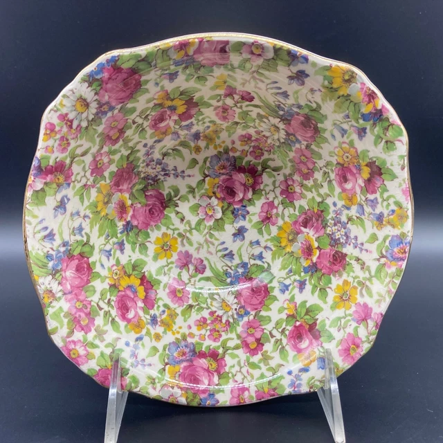 Antique Grimwades Summertime Chintz 6 3/8" Square Coupe Cereal Bowl Royal Winton