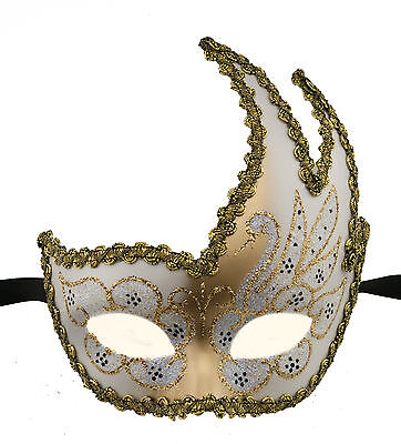 Mask from Venice Colombine Swan White Cream And Golden for Gala 1127