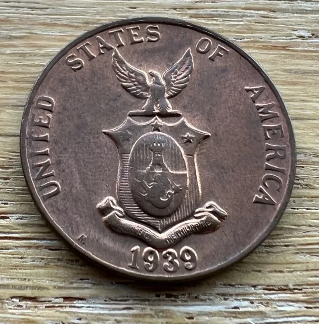 US Philippines 1939 M Bronze 1 Centavo red uncirculated