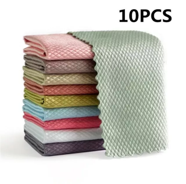 10PCS FISH SCALE Microfiber Polishing Cleaning Cloth for Household ...
