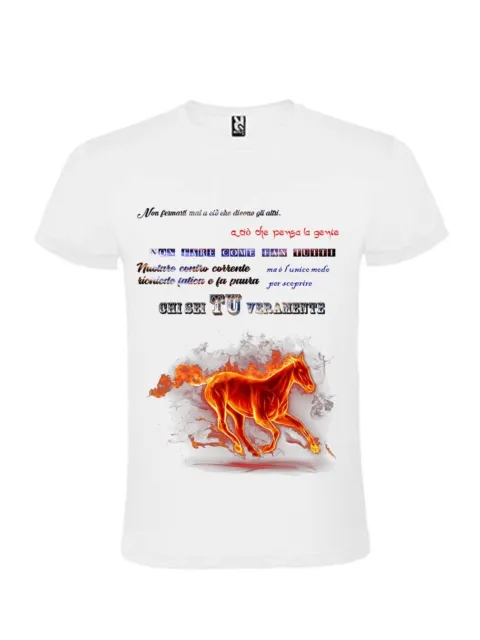Maglia Maglietta T-shirt uomo fire horse Tshirt yoga meditazione manica corta
