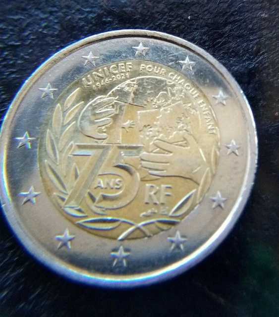 PIECE RARE 2 EUROS COMMEMORATIVE 75 ans de l'UNICEF - FRANCE - 2021