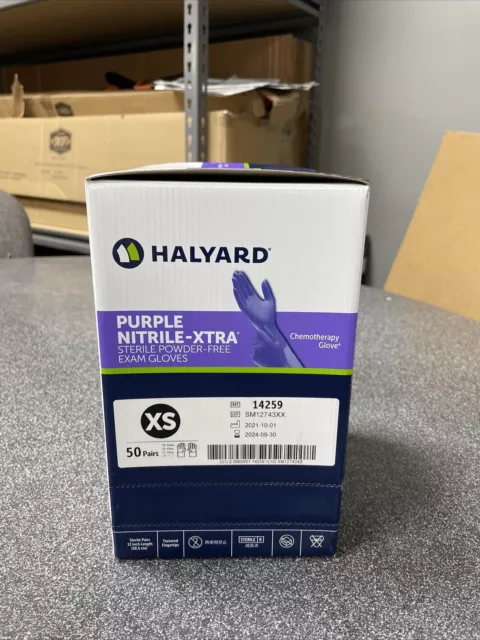 Halyard Purple Nitrile-Xtra STERILE Powder-Free Exam Gloves Size XS-50Pair 09/24