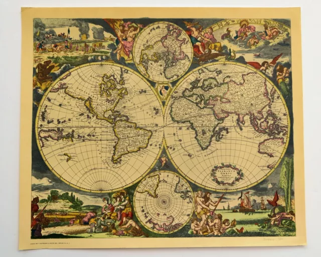 World Map 1690 by Hoffmann-La Roche Drug Co M5 Series 1950s Reproduction